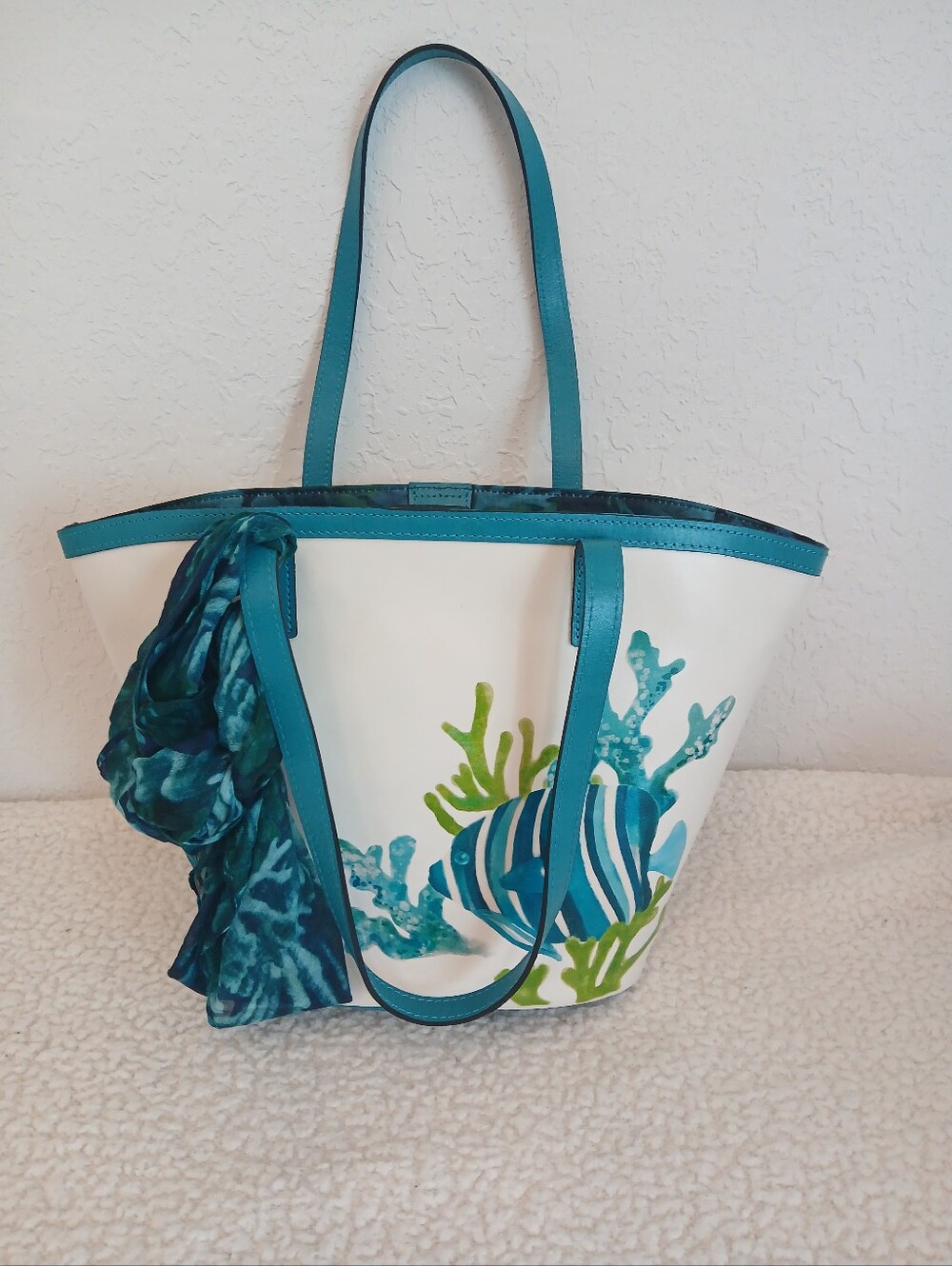 Patricia Nash Striped Fish Spot Print Marconia Tote NWT